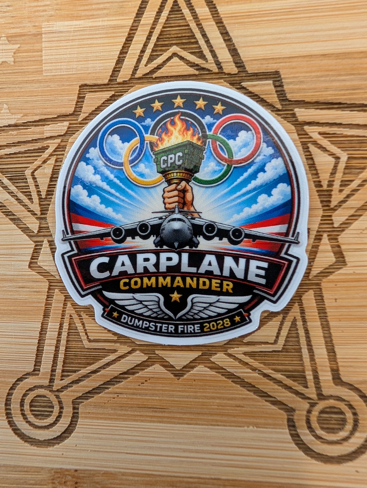 Carplane Commander "Dumpster Fire 2028" Sticker (2")