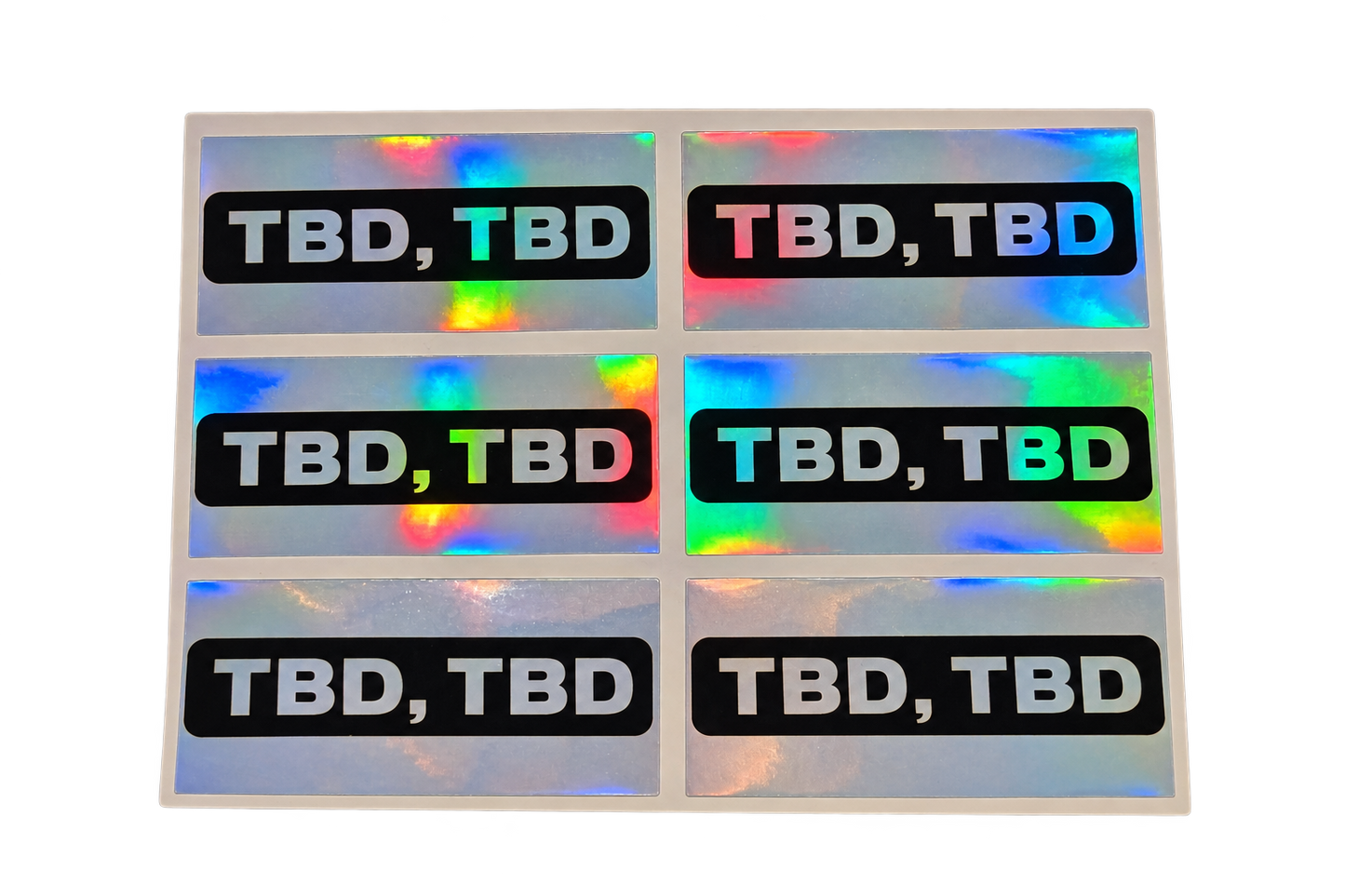 6 piece TBD sticker sheet - holographic